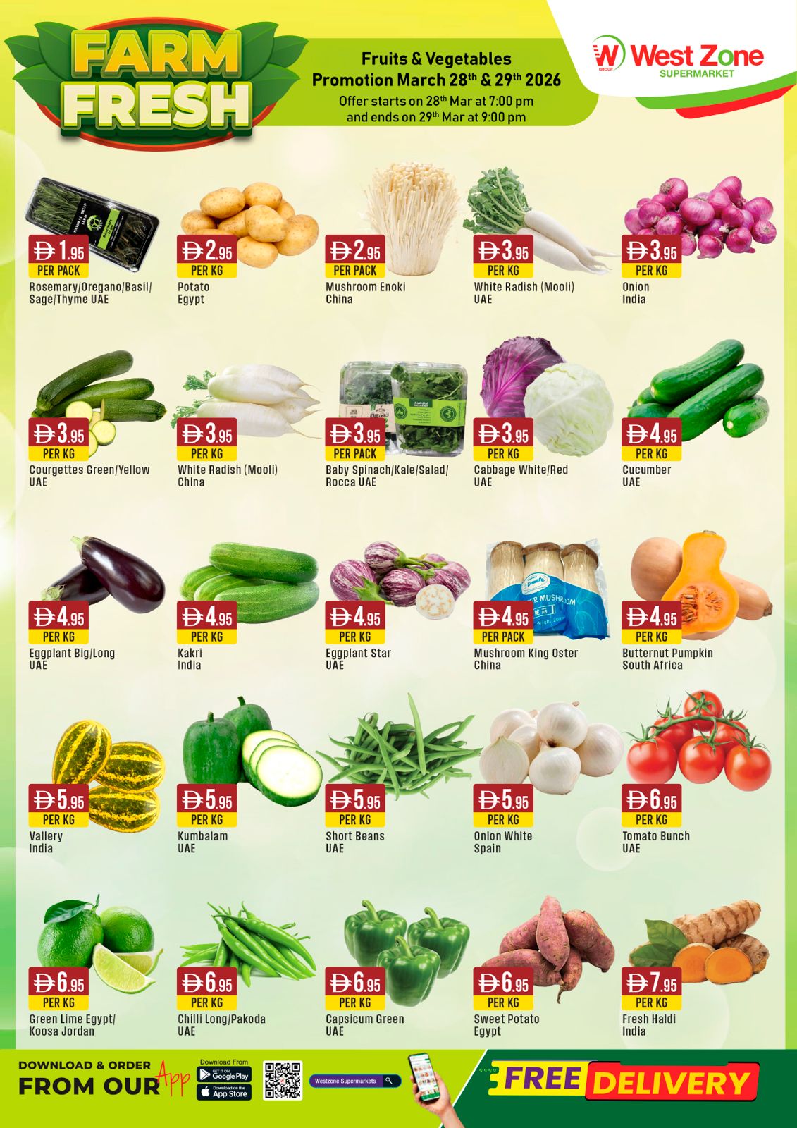 Fruits & Vegetables Promotion March 28th offers start 7:00pm and ends on 29th March at 9:00pm