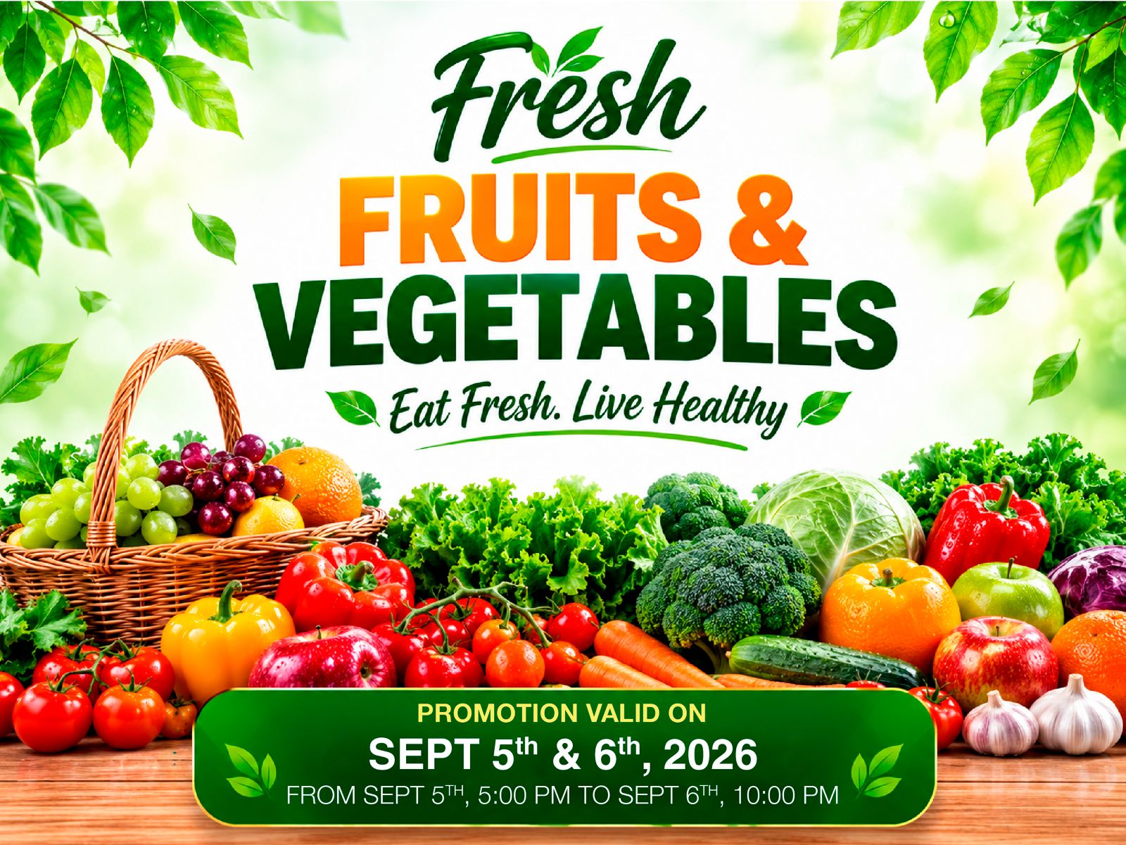 Fresh Fruits & Vegetables Sale 5-6th Sept
